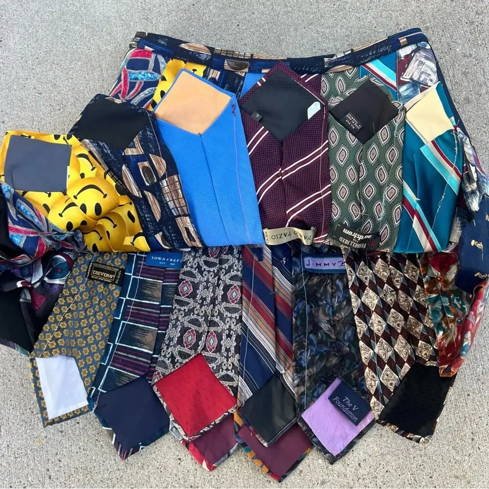 Custom Upcycled Vintage Necktie Skirt MEDIUM